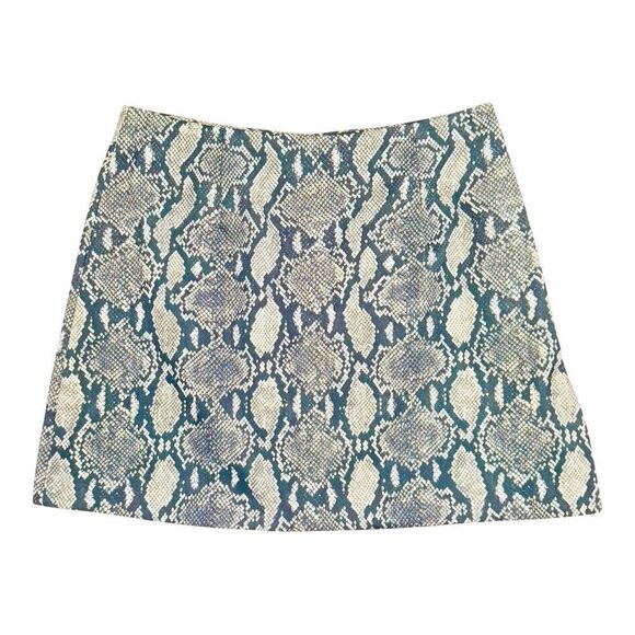 A. Byer Green Shiny Snakeskin A-Line Mini Skirt for Night Out - Picture 1 of 6
